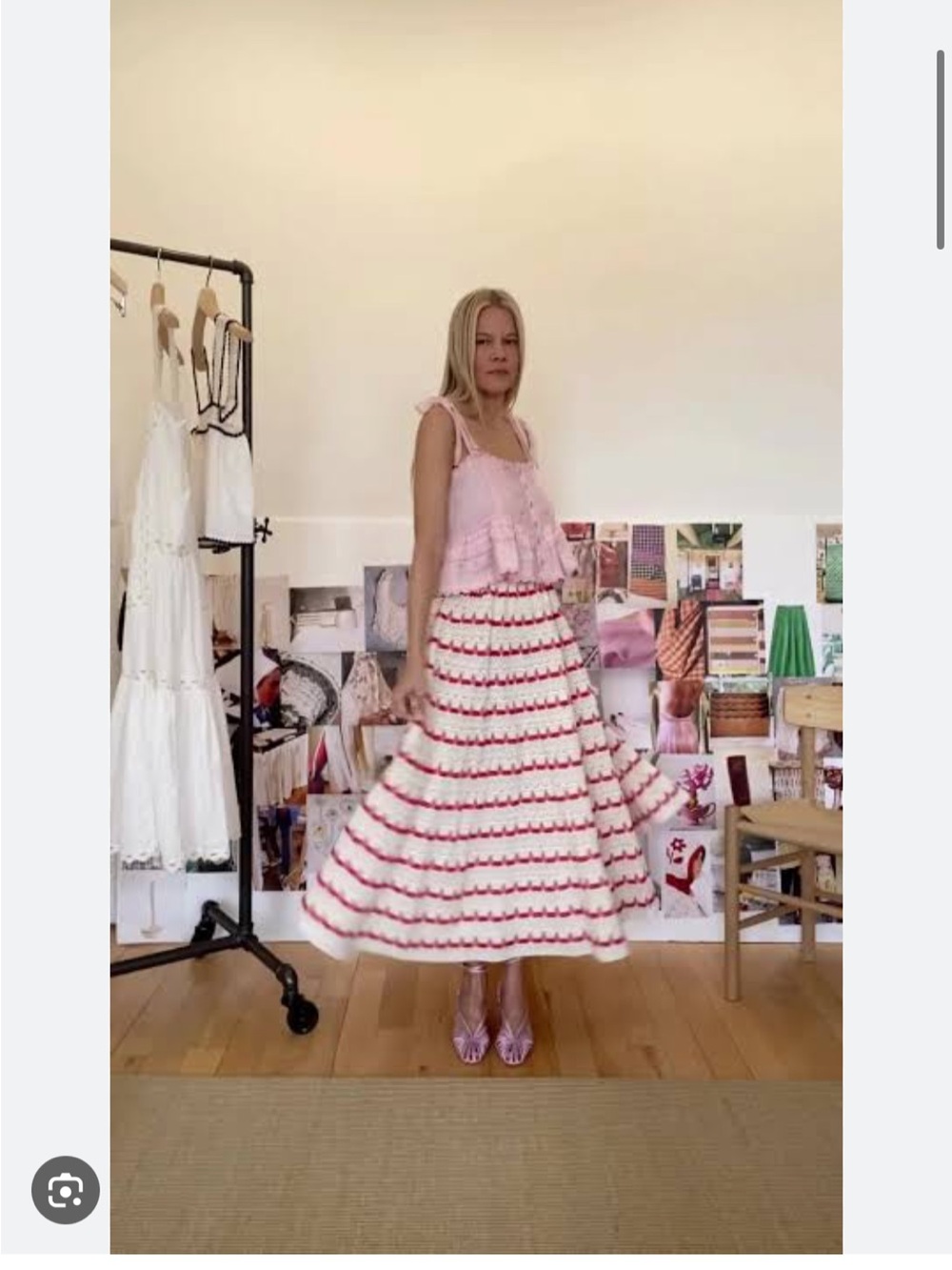 Loeffler Randall Janey lace skirt red and cream maxi Skirt with Red Trim
